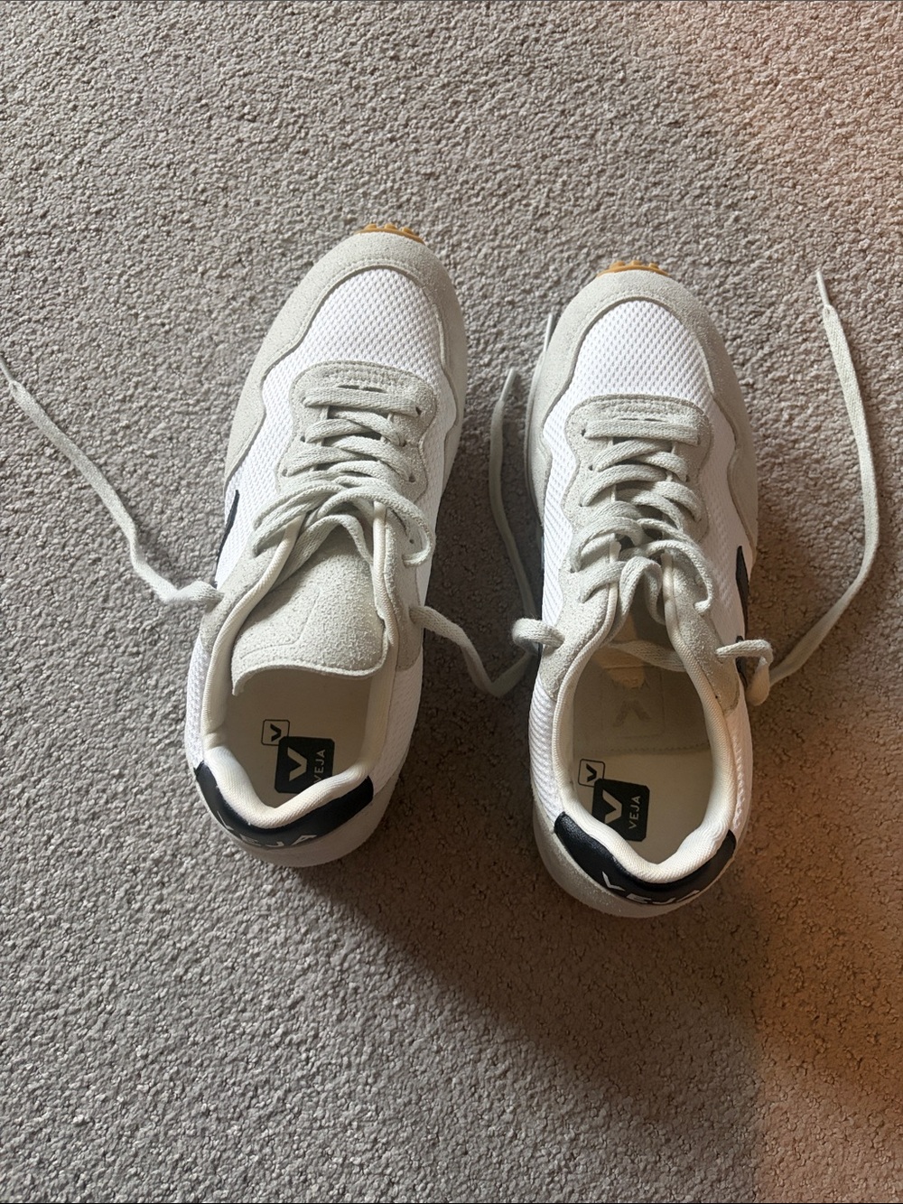 Veja White Sneakers with Black Heel Tab